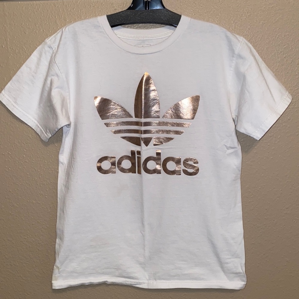 Gold metallic Trefoil T-Shirt by Adidas Originals size S